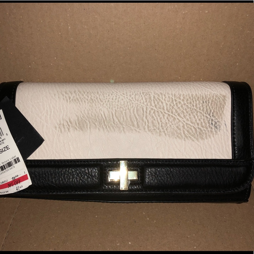 INC Colorblock Korra Black and White Clutch Xbody